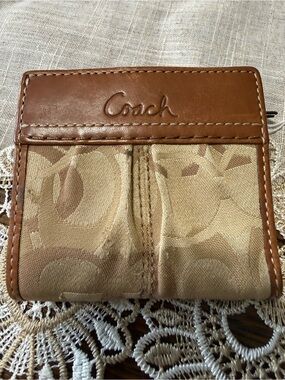 Coach Tan and Brown Signature Wallet